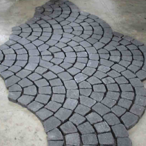 black basalt cobble patten fan shape